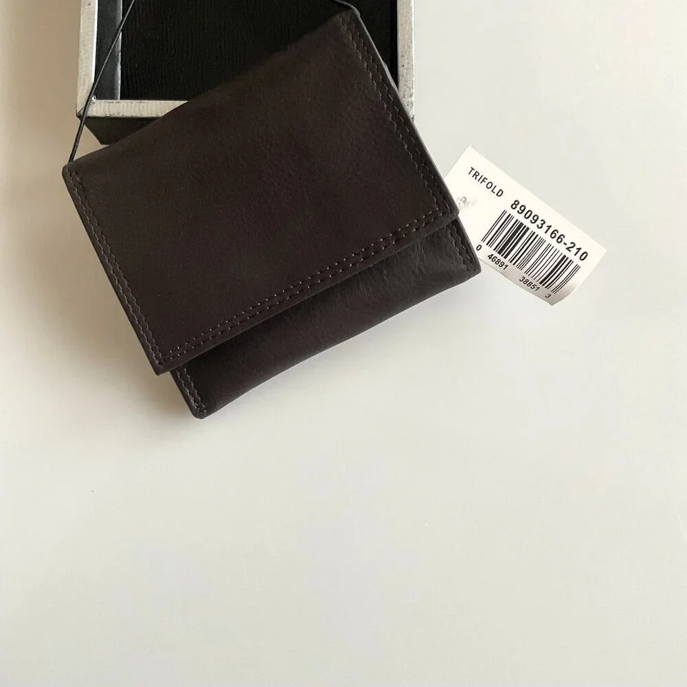 ROLFS GENIUNE LEATHER TRI FOLD WALLET BROWN